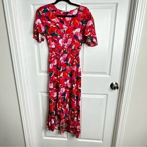 Anthropologie Abel the Label Floral Maxi Dress V-Neckline Short Sleeves Size S